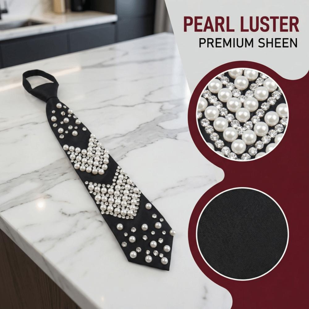 Rhinestone Pearls Tie Korean Style Decoration Shirt Tie Temperament Hand-beaded Long Necktie  Men