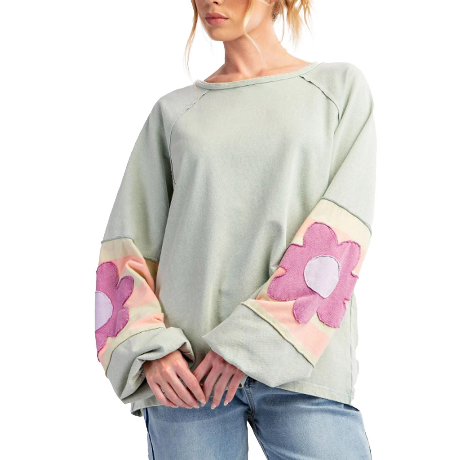 

Женская повседневная толстовка с круглым вырезом, свободная, с цветными блоками, с длинными рукавами и спущенными плечами, модная толстовка XL