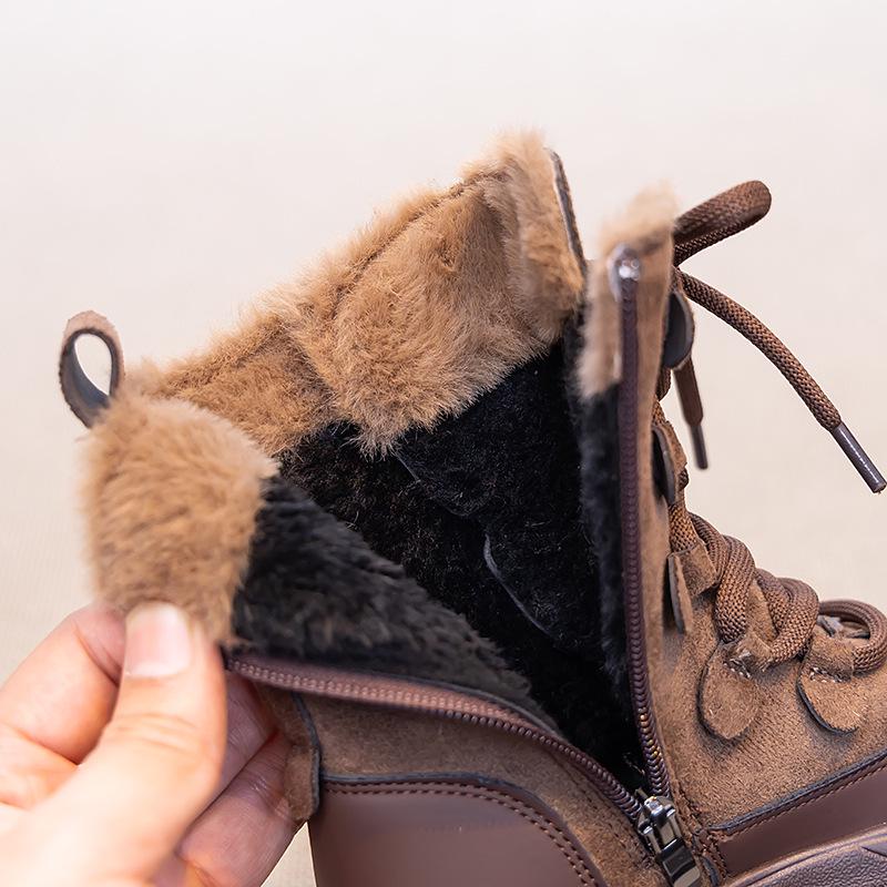 Kids' Fur-Lined Winter Snow Boots - Non-Slip, Waterproof, Warm Mid-Calf Design