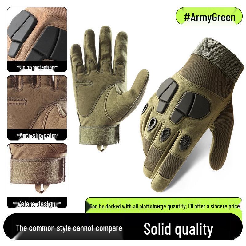 Men's Full-Finger Outdoor Tactical Gloves - Cut-Resistant, Wear-Resistant for Motorcycle Riding & Combat