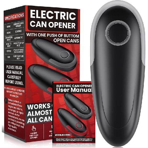 One Touch Electric Can Opener Fits All Can Sizes, Electric Can Openers for Kitchen Food Safe with Smooth Edge, Kitchen Gadgets Automatic Can Opener