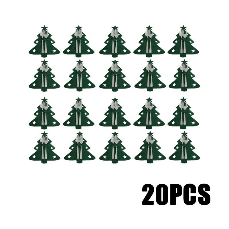 Christmas Cutlery Holder Sets Non Woven Fabric Silverware Storage Bag Knife Fork Spoon Organizer New Year Party Table Decoration