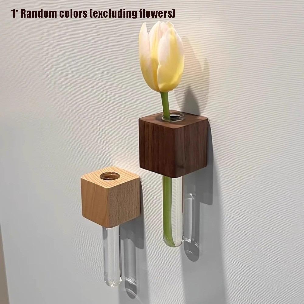 Wooden Test Tube Vase French Country Style Simulation Flower Vase Home Decoration Random colors