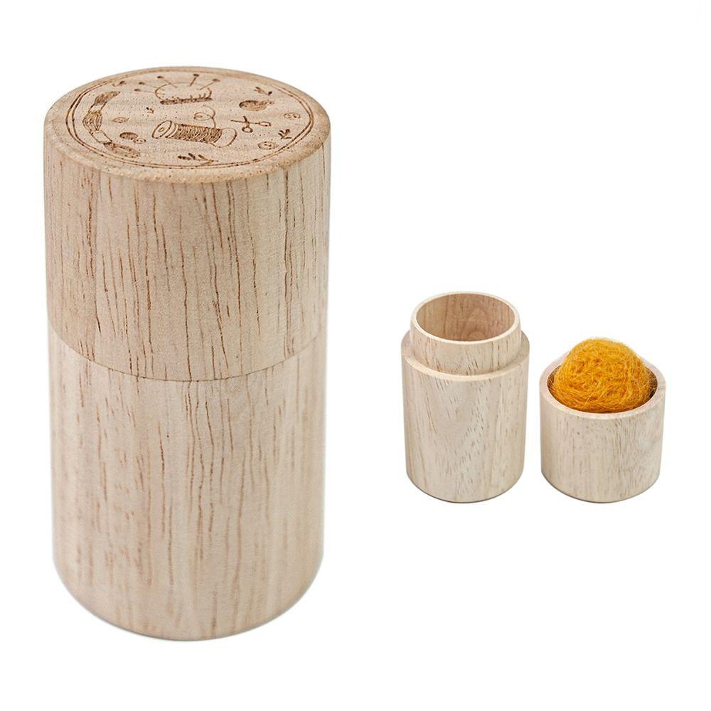Stitching Pins Sewing Needle Cylinder Box Embroidery Craft Woode Needles Storage Holder Pin Cushion Needles Container