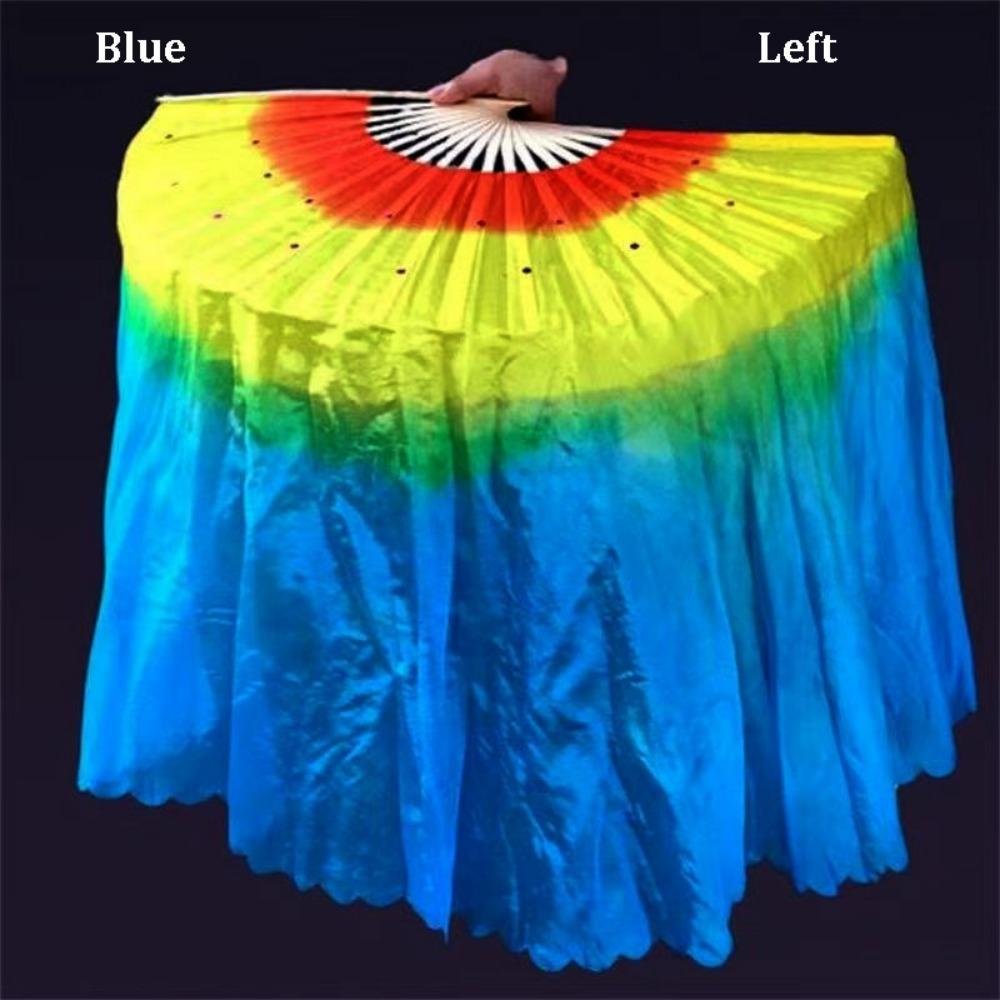 45cm Half Circle Silk Kids Children Bamboo Fans Hand Dye Adults Fan Veil Pairs Yangko Dance Tools