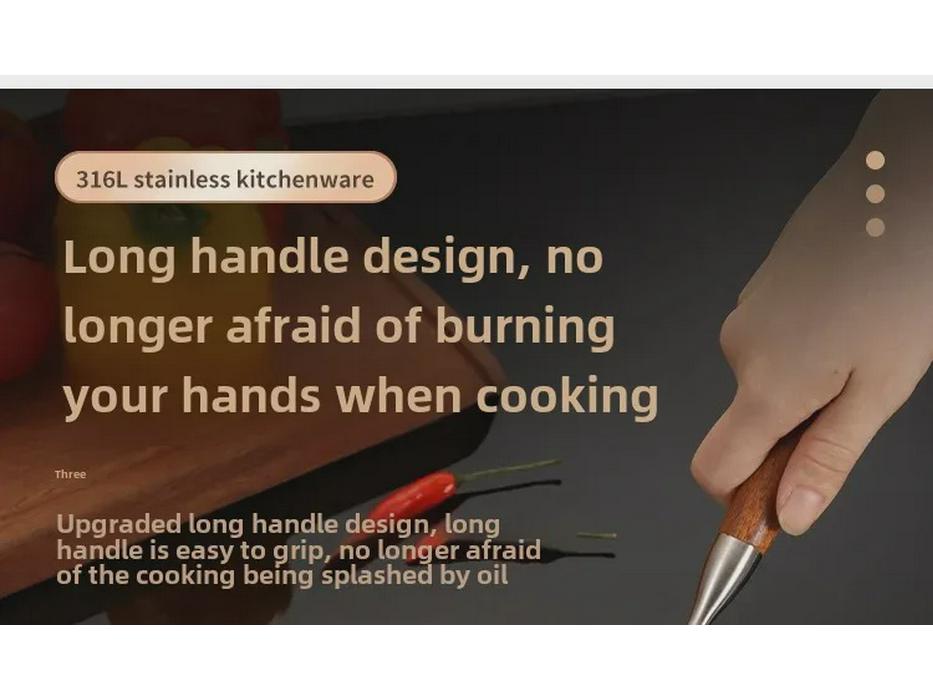 Mini Szpatułka Łyżka ze Stali Nierdzewnej z Rękojeścią z Drewna Różanego – Antypoślizgowe Przybory Kuchenne