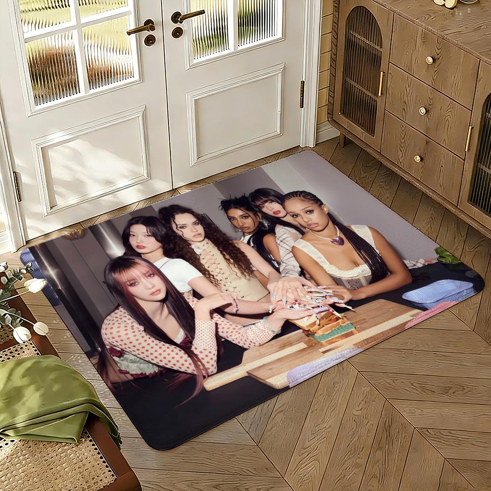 Music Band K-Katseye American Floor Mat Soft Thickened Absorbent Non-Slip Bedroom Living Room Door Mat Home Decor Flannel Rugs