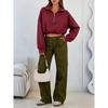 Women S Half Zip Long Sleeve Cropped Sweatshirt With Drawstring Y2k Style