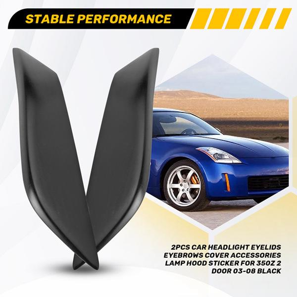 Black ABS Headlight Eyebrow Covers for Nissan 350Z - 1 Pair
