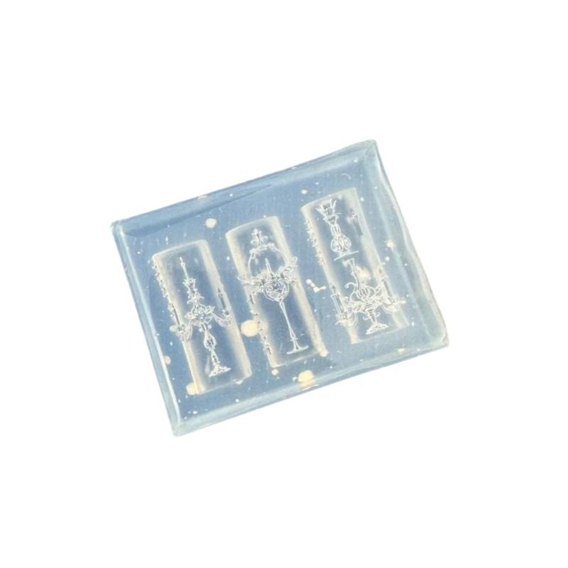 Nails Mold Manicure Templates For Nails Crafts 3D Baroque Vase Candle Holder Silicone Mold Nail Art Decoration DIY Transparent