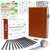 Feela Bullet Journal Synthetic A5 Dot Pen Included Notebook, Leather, Size, Grid, (Brown)