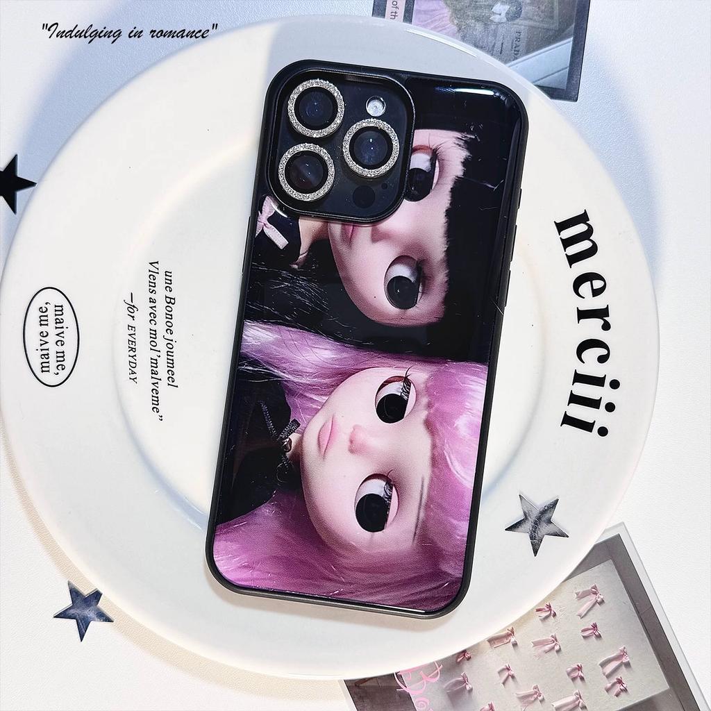 Japanese Korean Minimalist Ins Doll Dark Girl Drop Glue Phone Case for iPhone 17 AIR 16 15 14 13 12 11 PRO MAX PLUS Y2K Cover