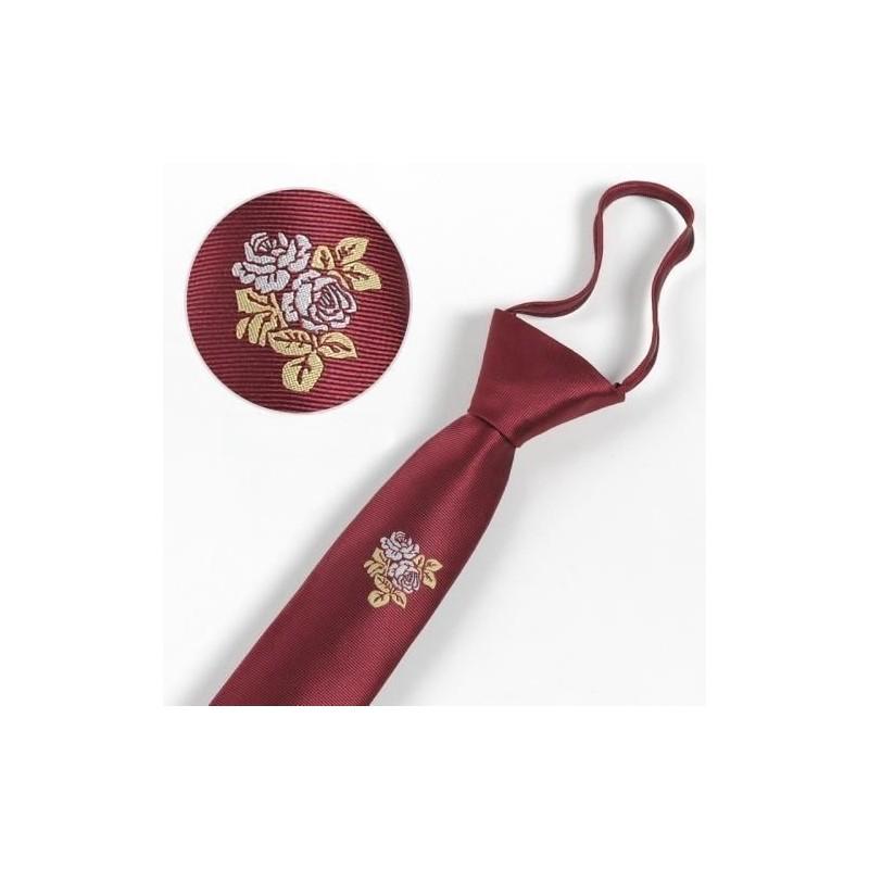 Tiger Head Embroidered Neck Tie For Kids With Striped Wool Material For School Or Casual Wear