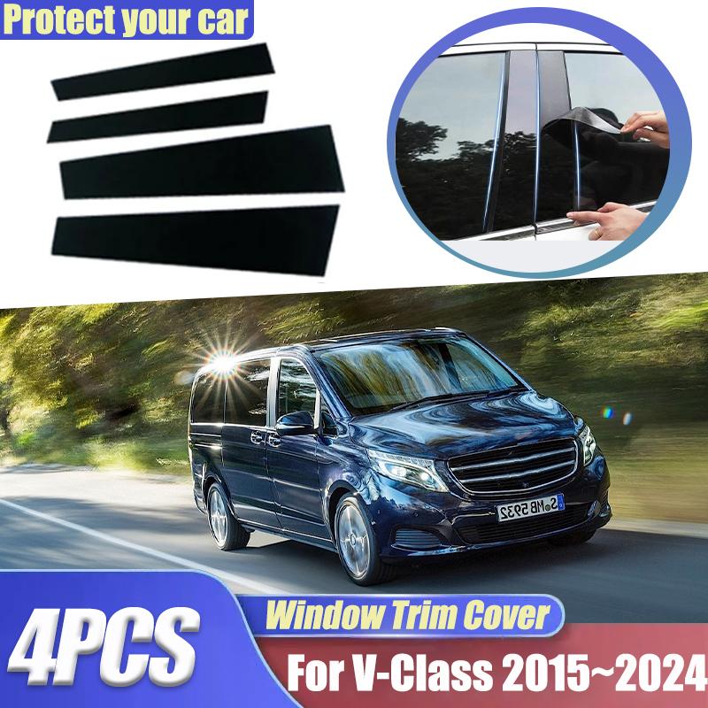 Für Mercedes-Benz V-Klasse Vito W447 220d 2015~2024 Auto-Fensterleisten Abdeckungen B-Säulen Säule Außen Glänzender Streifen Autozubehör