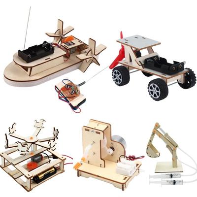 DIY Boat Model Science Toys Kids STEM Electric Educational Teaching Kit 3D Assemble Wooden Boat Toy Scientific Experiment Kit