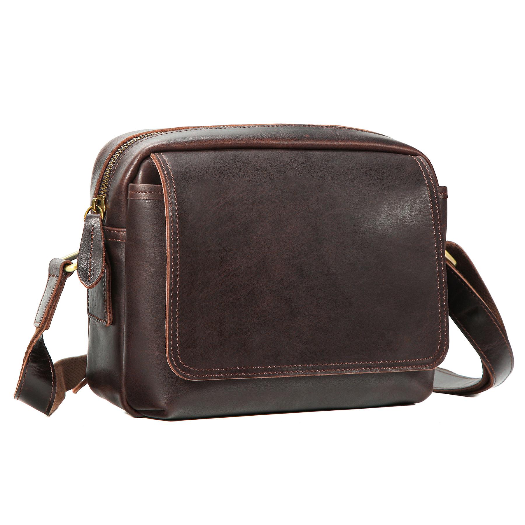 

Men s Luxury Brand Real Leather Shoulder Bag Fashion Casual Crossbody Messenger Travel Bag Vintage Flap Closure Design кавовий