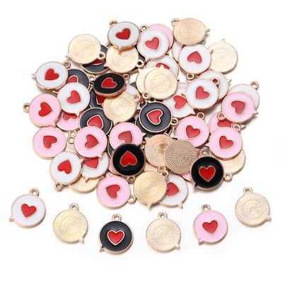 10Pcs/Lot 16mm Alloy Pendant Single Sided Oil Dropping Heart Pendant For Jewelry Making Diy Exquisite Necklace Accessorie