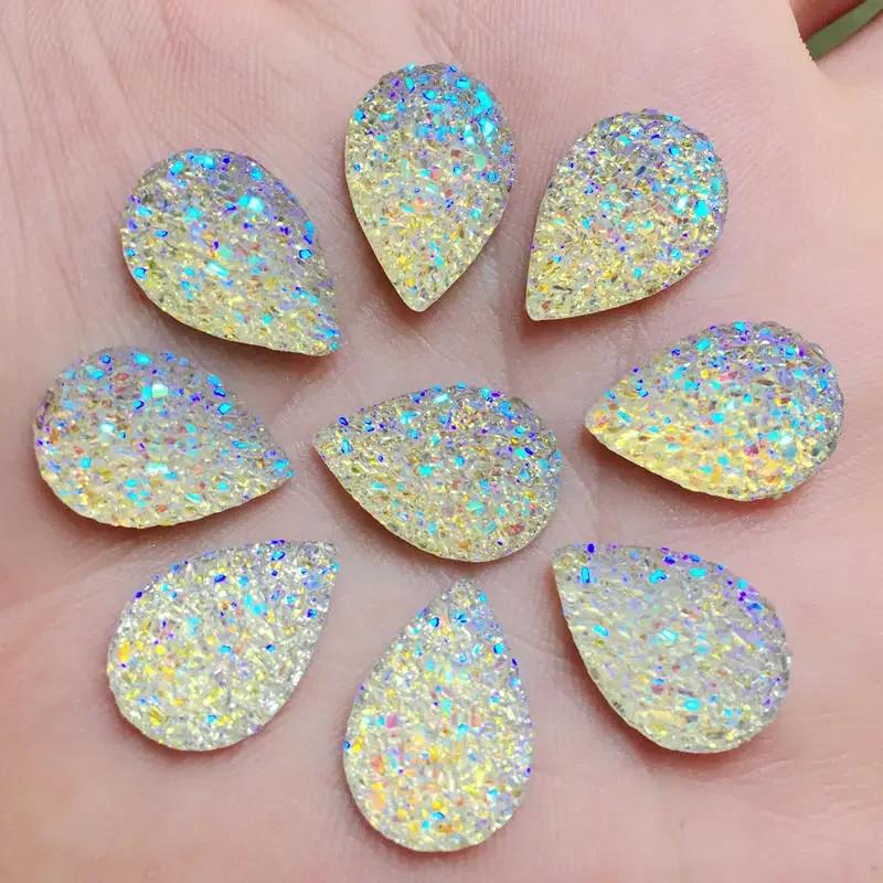 20pcs 11.5*17mm Natural ore Style Flat back Resin Rhinestones Cabochons For Bracelet Earrings accessories -HA77
