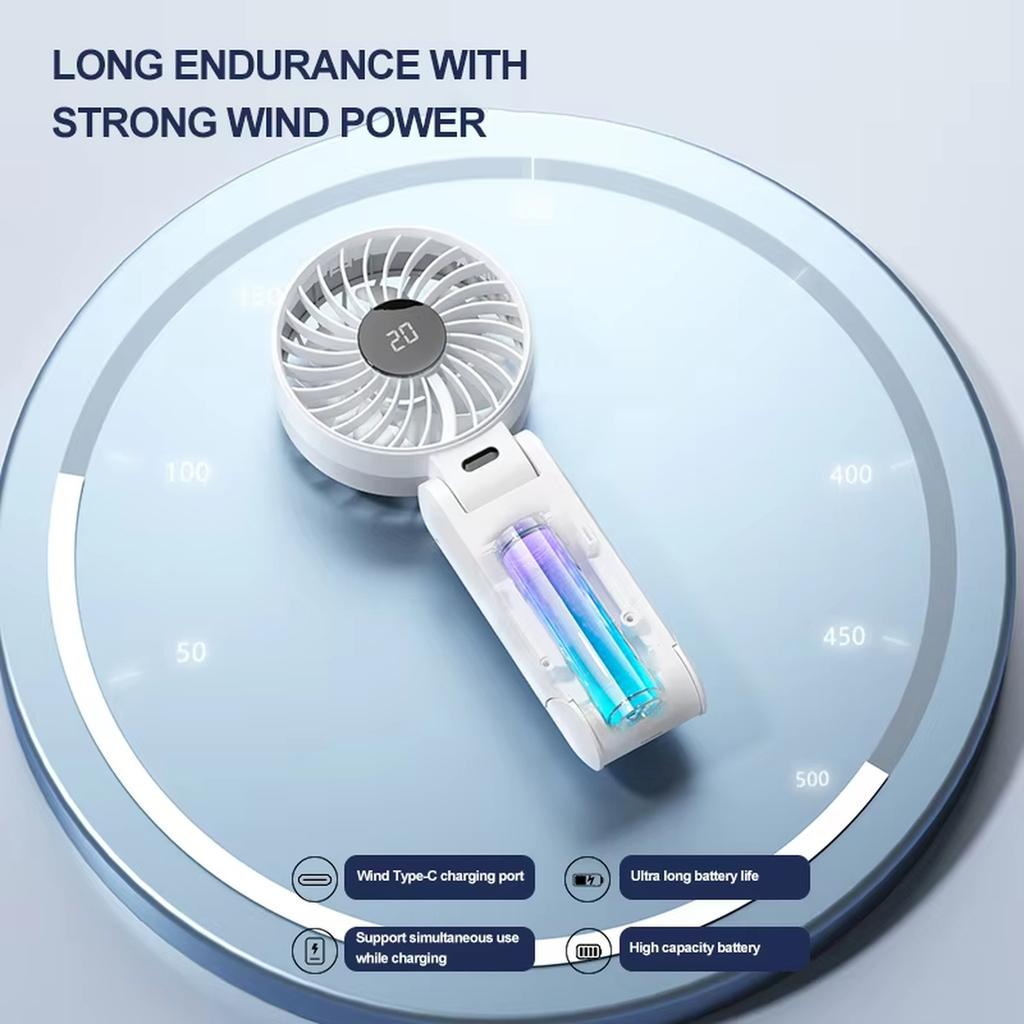 100-Speed with Display - Foldable Portable Baby Food Outdoor Handheld Fan