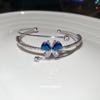 Elegant Zircon Butterfly Water Drop Open Bracelet: Three-Layer Design for Women