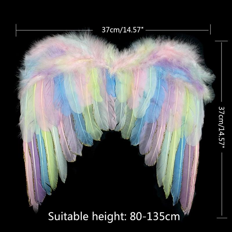 Angel Wings Feathers Wings Adjustable Srap Magic Wand Halloween Costume Wings for Women Girls Cosplay Prop Fairy Wings
