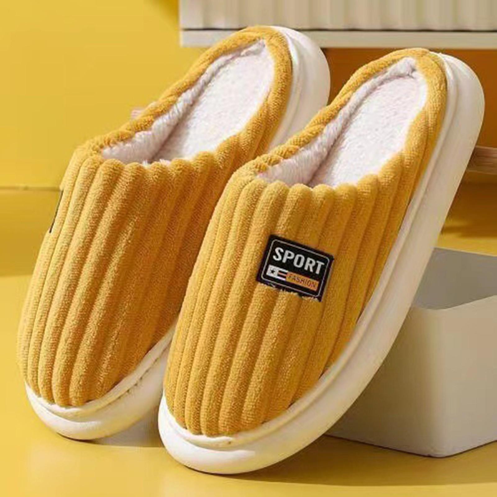 

Faux Slippers For Women Women Shoes Fashion Couple Home Cotton Slippers Simple Warm Thick Soled Slippers Zapatos De Mujer 36 жовтий