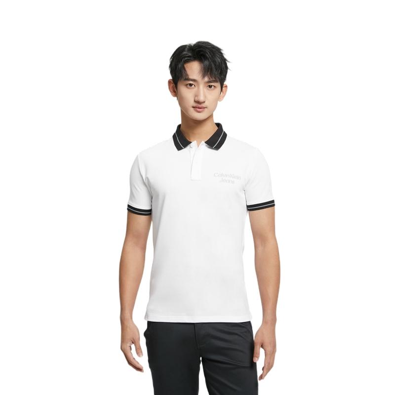 Calvin Klein Logo Print Polo Shirt Men tops White J323249-YAF