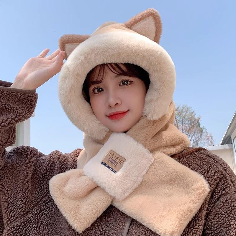 Autumn and winter furry cute rabbit ears children warm ear protection hat headgear cold hat thickened pullover hat