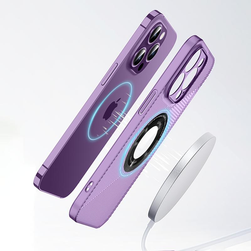 Ultradünne transparente matte Streifentextur magnetisch für Magsafe Hülle für iPhone 13 14 Pro Max Plus Hard Wireless Charging Cover