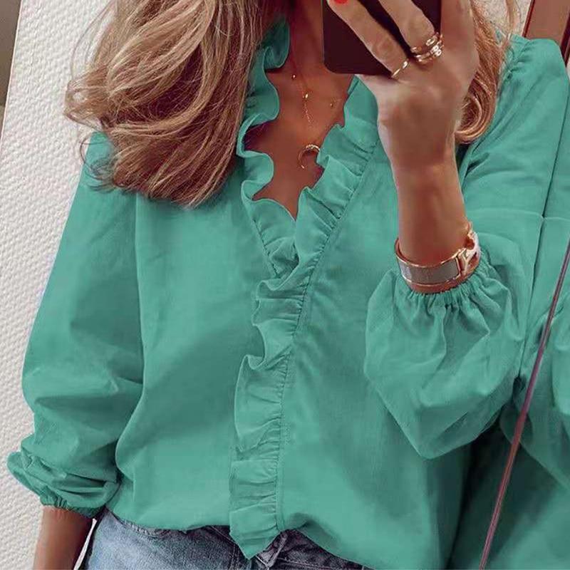 2026 Spring Chiffon Ruffles Women Shirt Plus Size Women Blouses Floral Long Sleeve Loose Female White Shirts Clothing 18246