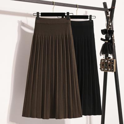 Large Size Women's Winter New Style Covers Belly and Makes You Look Slim A-line Skirt Fat Mm Age-reducing Mid-length Pleated Umbrella Skirt
