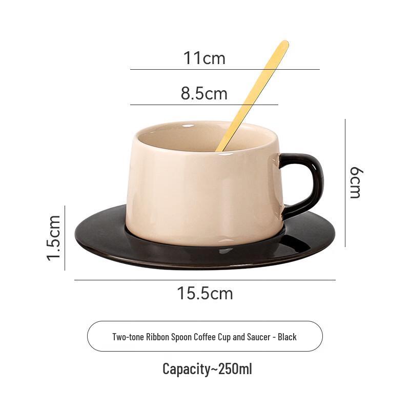 Nordic Color-block Ceramic Coffee Mug with Saucer Set