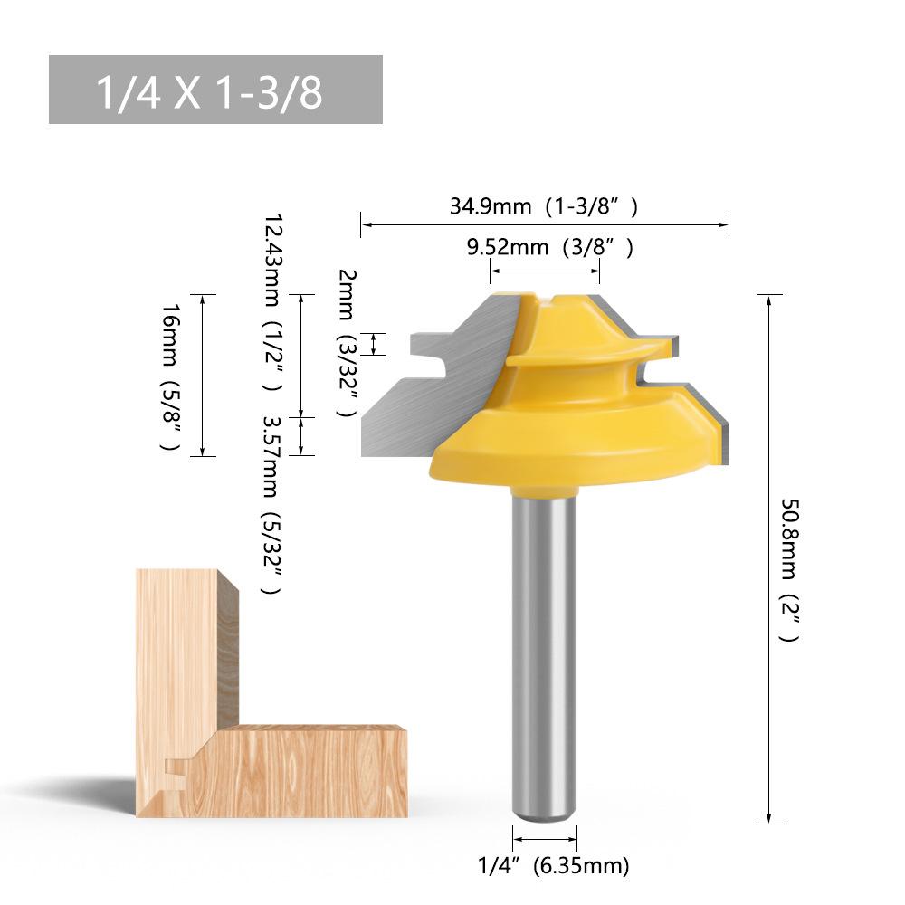 

1pcs T Shaped Router Bit for Wood Carpentry 8mm Shank Tongue Woodworking Groove Router Bit 45 Degree 1/4 3/8 1/2 8mm x 2 Inch Type 1