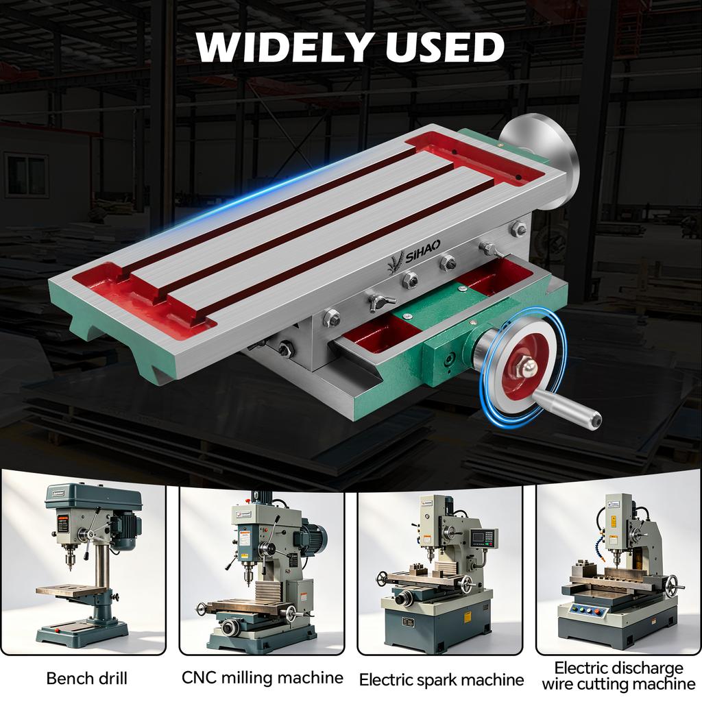 SIHAO Bench Drill Upgrade Machining Parts, 2 Axis 4 Directions XY Compound Worktable in 17.7*6.7in Size