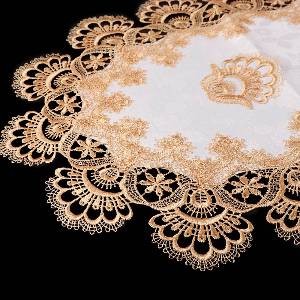 Flower Embroidery Tea Table Cover Dacron Coffee Table Placemat Oval Lace Tablecloth  Kitchen