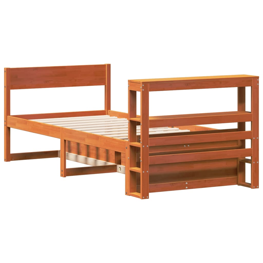 Solid Wood Bed without Mattress Wax Brown 75 x 190 cm Pine Wood