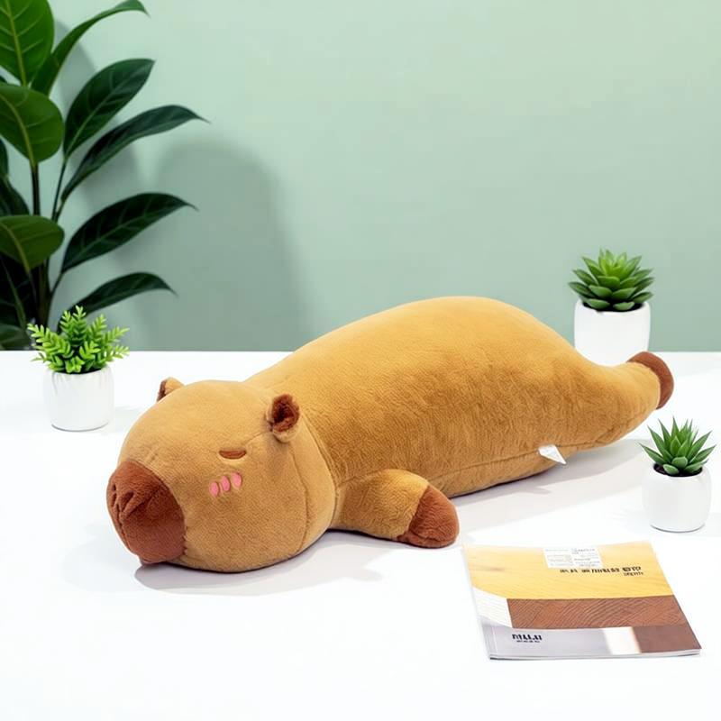 Almohada Larga de Capibara Esponjosa Kawaii Capibara Ratón Peluche Suave Cobaya de Agua Animal Muñeco Relleno Regalos de Cumpleaños para Niños