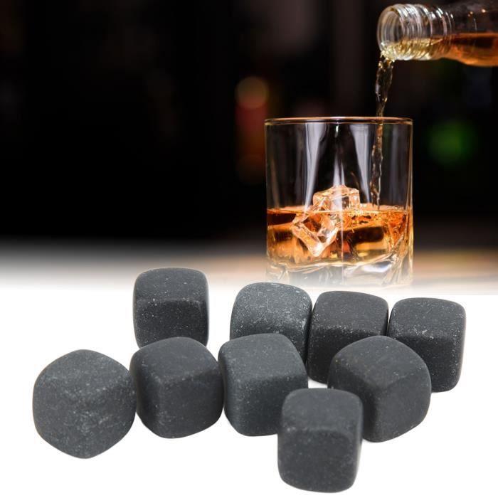 Ensemble de pierres à whisky - GOTOTOP - Basalte - Sac de rangement - Refroidissement rapide - Couleur grise