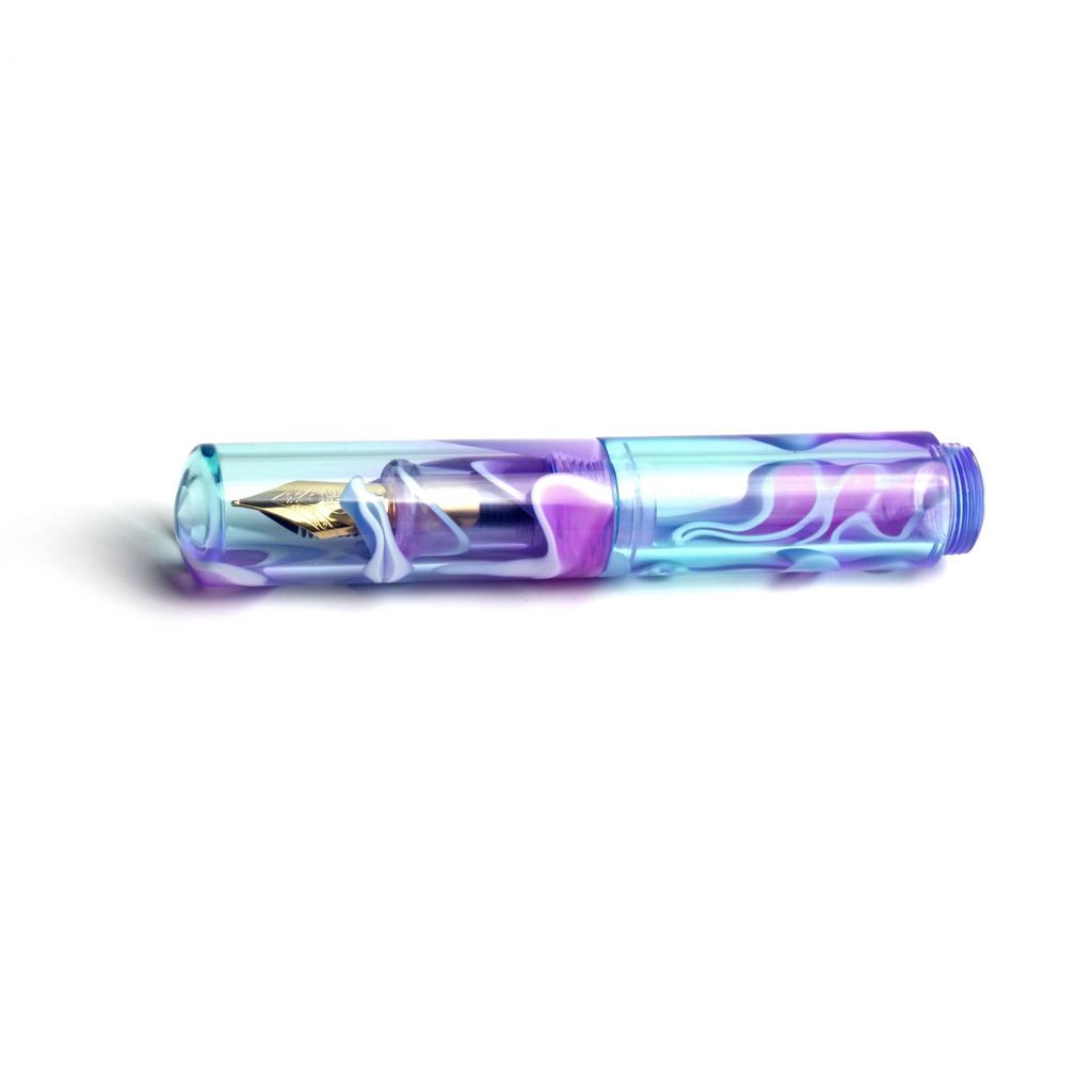 Brush Shop Mini Fountain Pen with Iridium Fine Travel Pocket Short Dropper Ink Bottle Seventy-two Nib, Pen, Size, (Purple/Green)