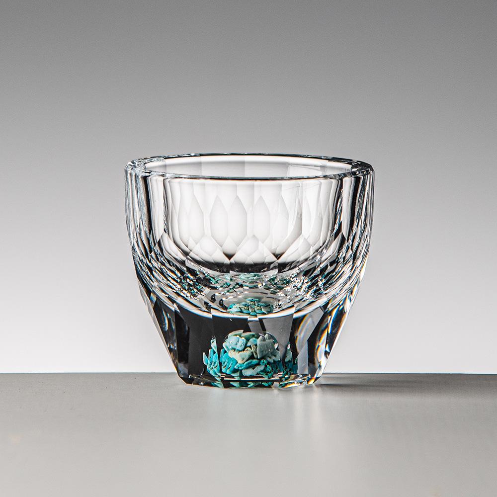 Gold Leaf Crystal Shot Glass - Diamond Surface Liquor Cup & Decanter.
