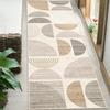 Minimalist Geometric Hallway Rug - Non-Slip Washable Kitchen Runner, Semi-Circle & Stripe Floor Mat for Mid-Century Home Decor