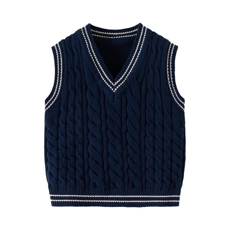 Jungen-Strickweste aus Baumwolle mit V-Ausschnitt – Neuer Herbst-/Winterstil