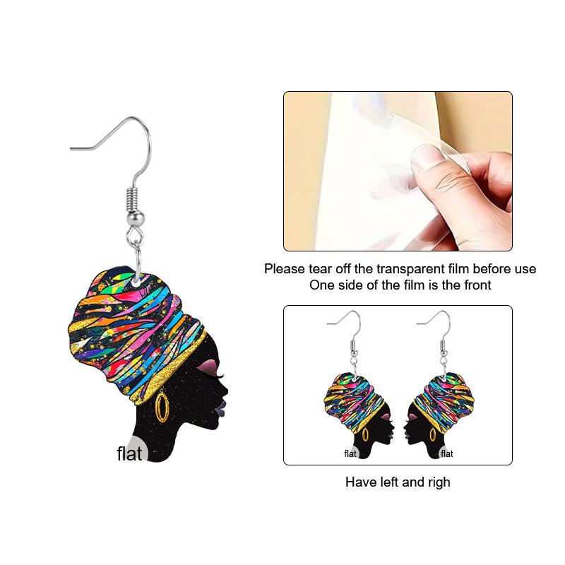 Boucles d'oreilles acryliques Symbole de liberté Mois de l'histoire des Noirs pour Femmes Filles, Bijoux festifs d'unité noire de style bohème Boucles d'oreilles Fille africaine avec foulard