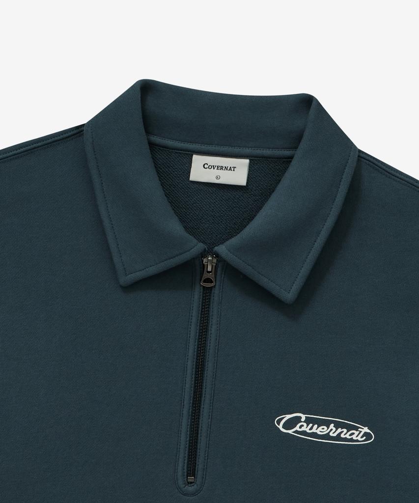 COVERNAT Collared Half-Zip Sweatshirt Dark Blue