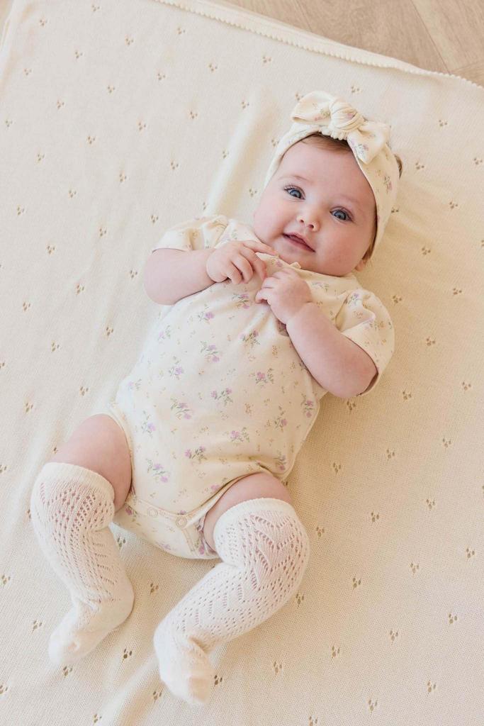 Organic Cotton Short Sleeve Bodysuit Thelma Orchid JBCO251210 Baby CRM 60 [Jamie Kay]