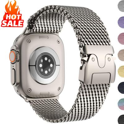 Cinturino Milanese Loop Titanium Color per Apple Watch Ultra 2 band 49mm 45mm 46mm 44mm 42mm Bracciale iWatch serie 10 9 8 7 6 5 SE