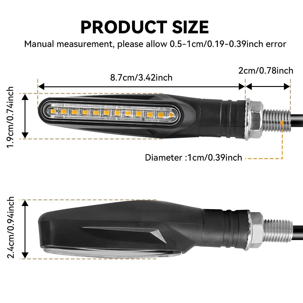 Motorcycle Turn Sequential Signals LED Blinker Flowing Water Flashing Lights Tail Stop Indicators Turn Signal