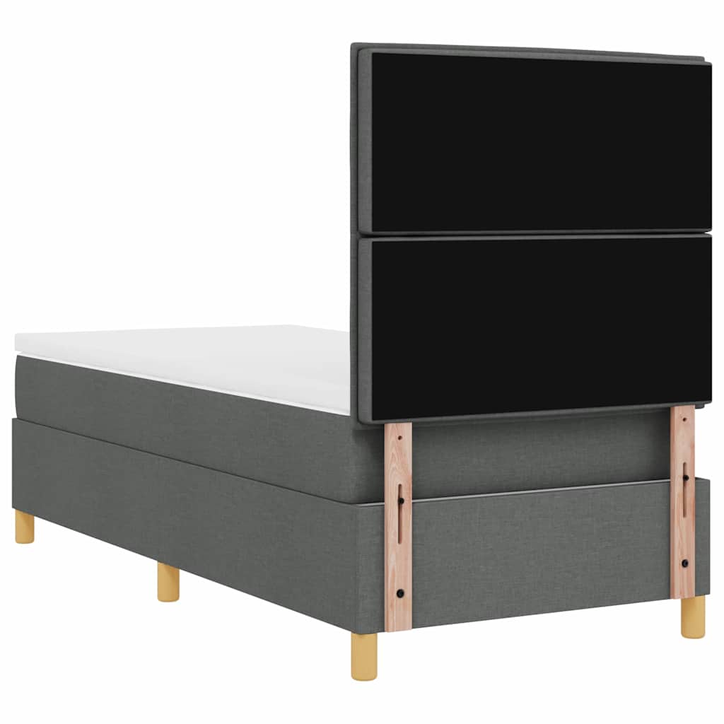 LED Box Spring Bed with Mattress Dark Gray 80 x 200 cm Fabric