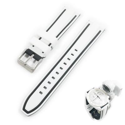 Swatch x OMEGA Kompatibles Gummiarmband mit Doppellinien (Weiß/Schwarze Linien)