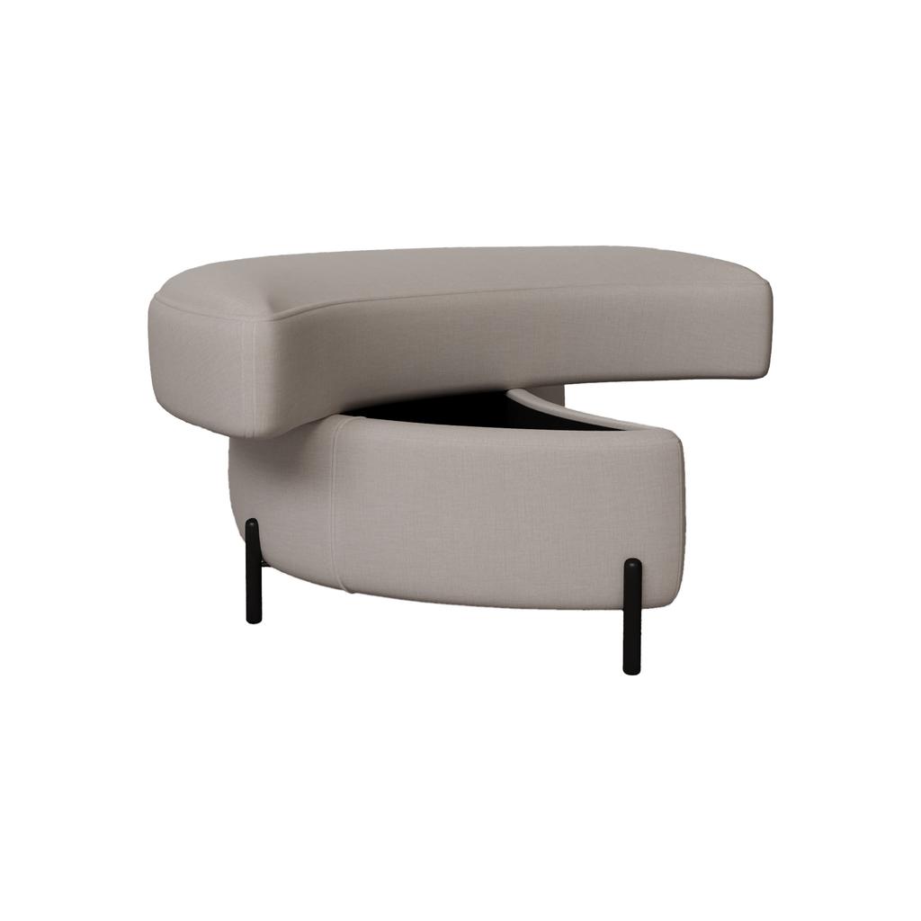 Chenille-Covered Half-Moon Storage Stool with Tray, Padded Seat, Dressing & Shoe Stool and Footrest for Living Room, Entryway & Hallway, Beige